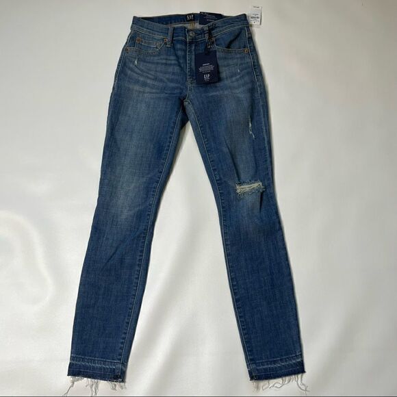 GAP Denim - Gap | NWT Factory Distressed Mid-Rise True Skinny Ankle Raw Hem Jeans